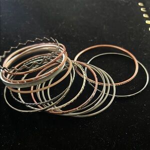Elegant Mixed Metal Bangle Set